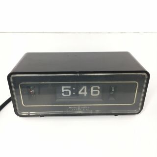 General Electric Flip Clock Alarm Vintage Black Lighted Dial Rolling Numbers Ge