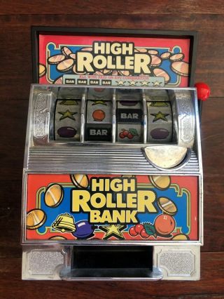 Vintage HIGH ROLLER BANK Slot Machine MONEY Piggy COIN Bank 2