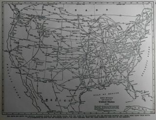 Vintage 1941 Railroad Map Of U.  S Pre World War Wwii American Railway Train L@@k