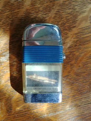 Vintage See - Vu Cigarette Lighter With A Picture Of The U.  S.  Enterprise Cva