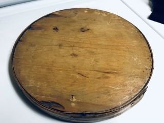 Antique Vintage Wood Firkin Bucket Lid 10 3/4” X 1” Cover Primitive Nails