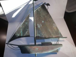 Antique Copper Sailboat Weathervane Topper