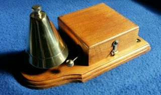 Antique Vintage Electric Door Railway Butler Alarm Shop Bell Wood Brass