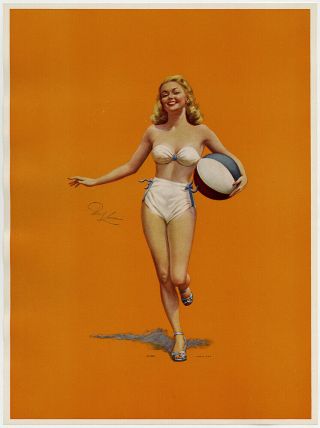 Vintage Thomas D.  Murphy Paul Kafka 1950s Blonde Bikini Clad Sunny Pin - Up Print