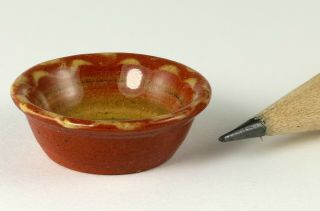Dollhouse miniature Jane Graber artisan redware swirl bowl,  1:12,  vintage,  1991 2
