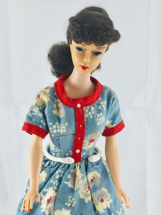 Vintage 4 - 5 Brunette Ponytail Barbie With Dress & Fashion Booklet