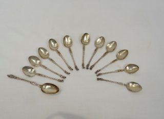 Bundle Of 12 Antique Victorian Hallmarked Solid Silver Apostle Spoons