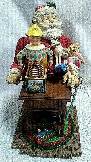 Vintage Enesco Thomas Nast Musical Santa Winding Up Jack - In - A - Box/holding Toys