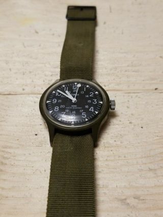Vintage Timex Military 24 Hour Dial Vietnam Era Mechanical Windup Watch