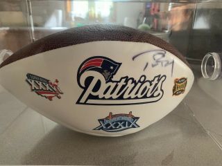 Tom Brady Signed Autograph Nfl Football 5x Bowl Champion And Nfl Legend