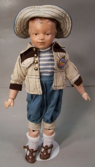Antique Schoenhut Carved Hair Boy Doll,  14 Inches Tall.