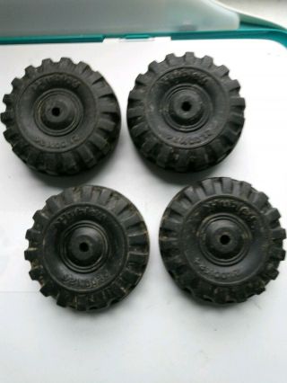 Vintage Set 4 Hubley Toy Truck Tires 21.  00 X 24 Heavy Rubber Tires