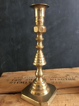 Set Of Two Vintage Solid Brass Taper Candlestick Holders TALL 9.  75” India 1 Lb 2