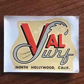 Vintage Val Surf North Hollywood Sticker 1975 Skate Surf Dogtown Socal