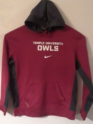 Mens Nike Temple University Owls Hoodie Size Large Pre - Owned