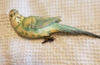 Vintage Hand Painted Bisque Clip On Parakeet / Japan