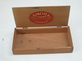Old Wooden Cigar Box Amora Cigar Box Vintage 1960s Cigar Box Made Jamaica