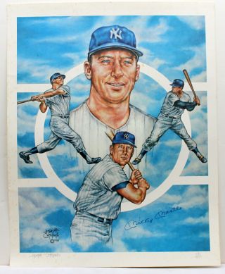 Mickey Mantle Signed Autographed 22 " X 28 " Print York Yankees Jsa Y39880