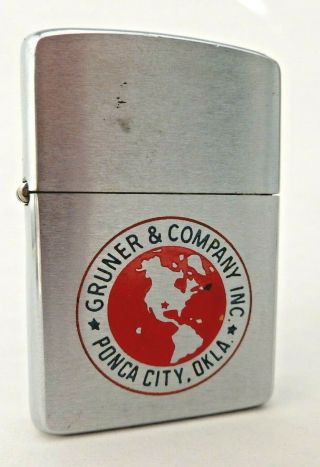 Extremely 1959 2 Color 2 Sided Gruner & Company Zippo Lighter