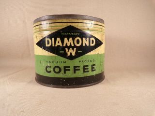 Rare Antique Diamond W Coffee Tin Can Thompson Taylor Chicago Vintage