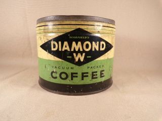 Rare Antique Diamond W Coffee Tin Can Thompson Taylor Chicago Vintage 3