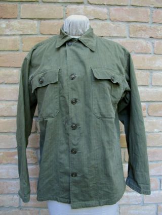Vintage 1947 Pattern Made In 1948 Post Wwii Hbt Us Army Combat Coat Shirt; Small