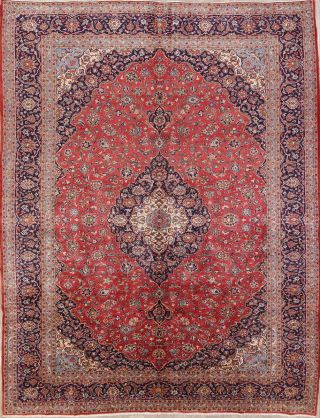 Vintage Traditional Floral Kaashan Area Rug Oriental Wool Carpet Handmade 10x13