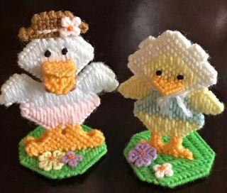Vintage Plastic Canvas Chicks Ducks Easter Embroidery Needlepoint