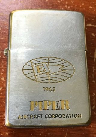 Vintage Zippo Lighter 1965 Piper Aircraft Corporation Lock Haven Pa Fired
