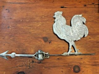 Antique Tin/ Zinc Rooster Chicken Weather Vane with Cast Iron Arrow 2