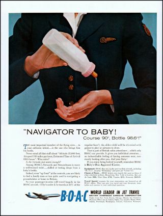 1959 Stewardess Baby Bottle Boac British Airlines Vintage Photo Print Ad Adl32