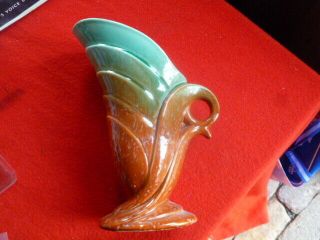 Vintage Australian Pottery Deco Vase By Diana 25cm Tall Green Tan