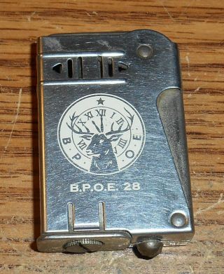 Vintage Imco Solo Deluxe B.  P.  O.  E.  28 Elks Advertising Squeeze Lighter/rare