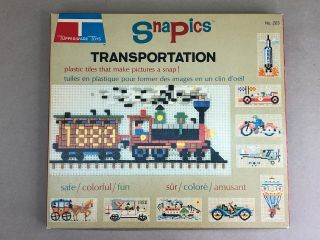 Vintage Tupperware Toys 1966 Snapics Transportation N0.  203 Plastic Snap Tiles