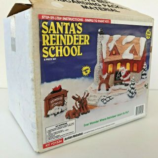 Vintage Wee Crafts " Santa’s Reindeer School” Paint Kit Ceramic 21534