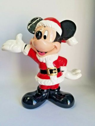 Vintage Disney Enesco Mickey Mouse Santa Ceramic 10 " Figure