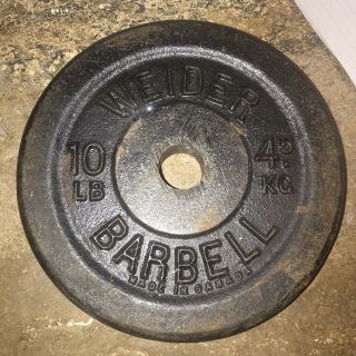 Vintage Pair Weider 10 Lb Weight Plates 2x10 Pounds Hard To Find Size Standard