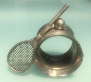 Vintage Tennis Themed Silver Plated Napkin Ring