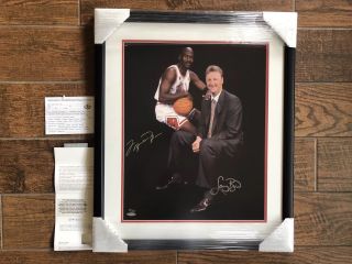 Michael Jordan & Larry Bird: Autographed Photo,  Framed 16x20 - Uda 19/123