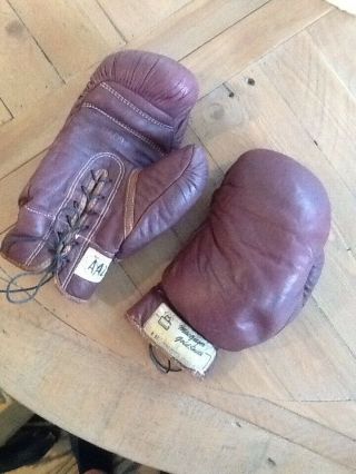 Early Antique Old 1930 ' s MacGregor Goldsmith Vintage ALL Leather Boxing Gloves 2