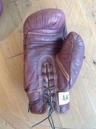 Early Antique Old 1930 ' s MacGregor Goldsmith Vintage ALL Leather Boxing Gloves 3