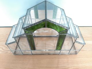 Vintage Terrarium Leaded Glass Mini Greenhouse Planter L 14 " X H 10 " X W 5 "