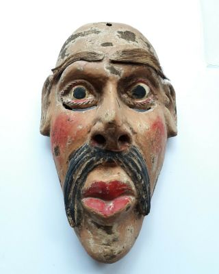 Antique Mexican Folk Art Dance Mask,  Hand Carved Wooden Mask 2