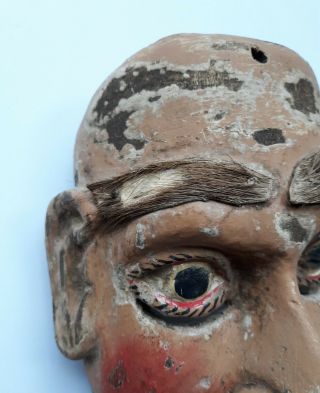 Antique Mexican Folk Art Dance Mask,  Hand Carved Wooden Mask 3