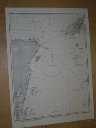 Vintage Admiralty Chart 1204 W.  Indies - Belize To Cabo Catoche 1915 Edn