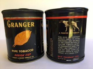Vintage Granger Pipe Tobacco Rough Cut Tins (2) A Pointer On Tobacco 6 "