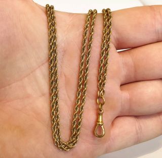 Antique Victorian Rolled Gold - Muff Guard - Rope Necklace Chain / 56 Inches