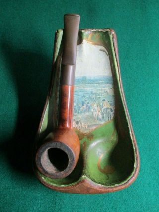 Rare Early 20th C Ceramic Pipe Stand With Hunting Scene Pipe Is Not