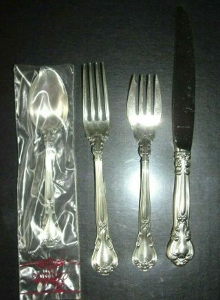 Gorham Chantilly Sterling Silver Flatware Set Service For One 4 Pc Place Setting