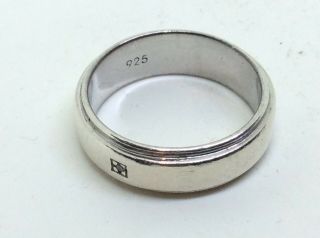 Fantastic Antique Vintage Solid 925 Silver & Diamond Band Ring Size Q